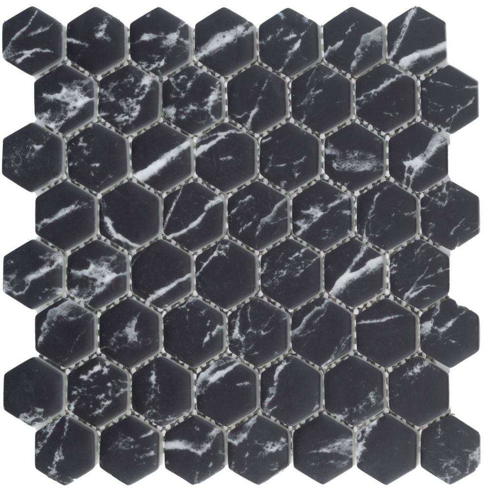 Glass Hexagon Black Mat 30x29 FBDJ031