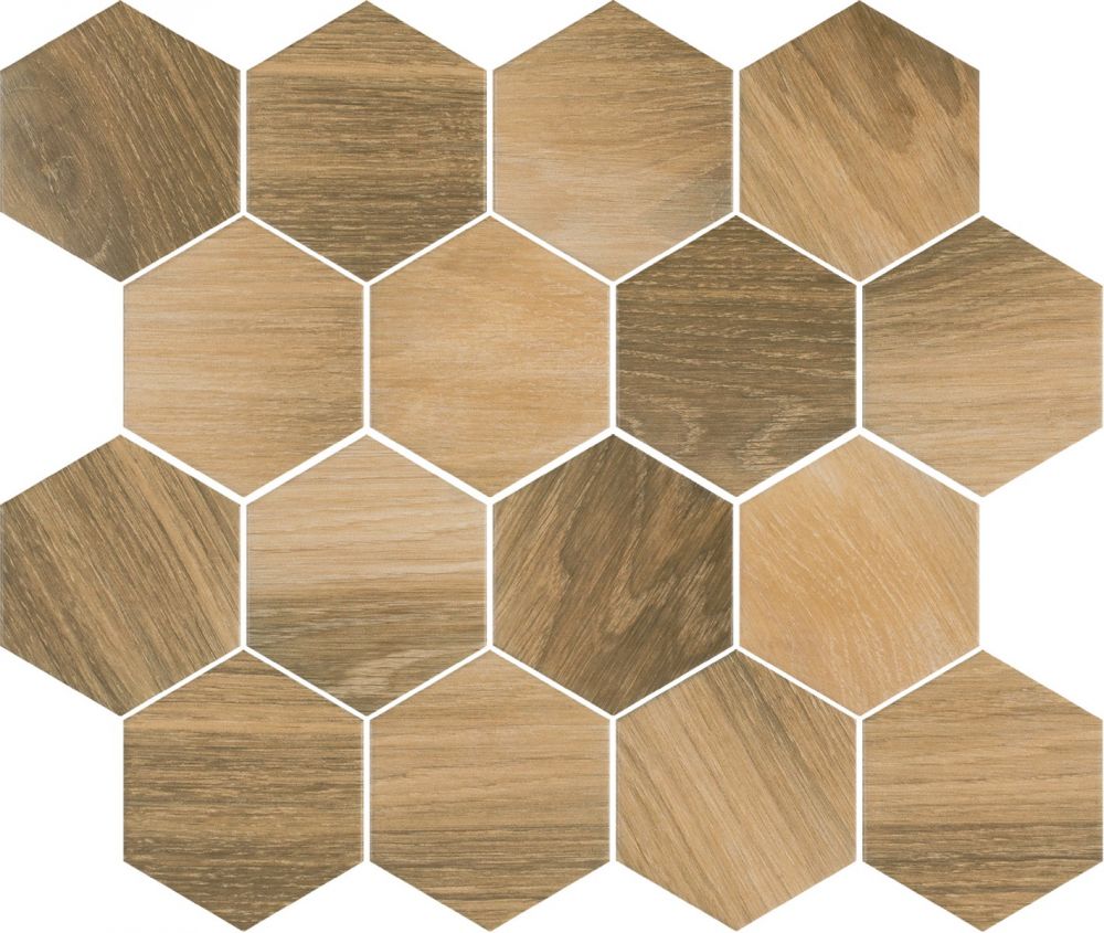 Uniwersalna Mozaika Prasowana Wood Natural Mix Heksagon Mat